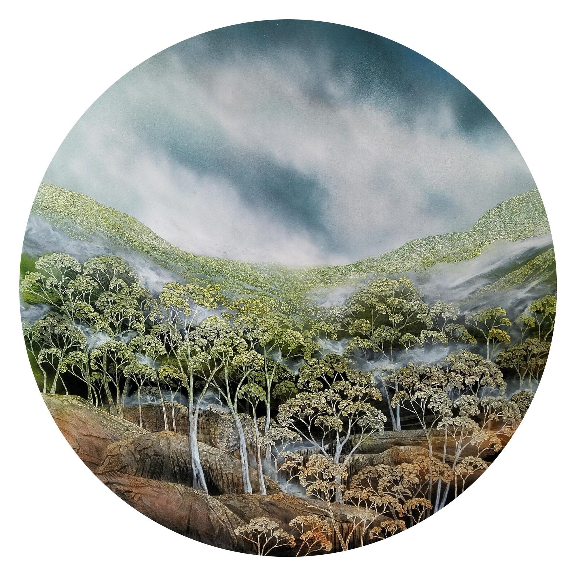 Taking a Moment
ink, acrylic, soldering iron on board
100 cm (diameter)
$ 4,500