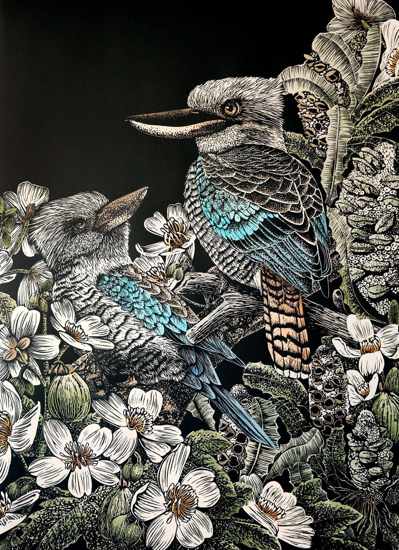 Barraya
Handpainted relief linocut
Ed. 6/10
72 x 56cm / framed 85 x 63cm
$3,000 (framed)