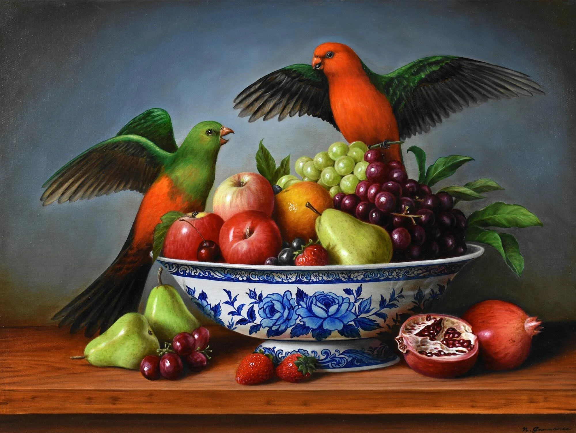 King Parrot Lovers
oil on canvas 
45 x 60cm