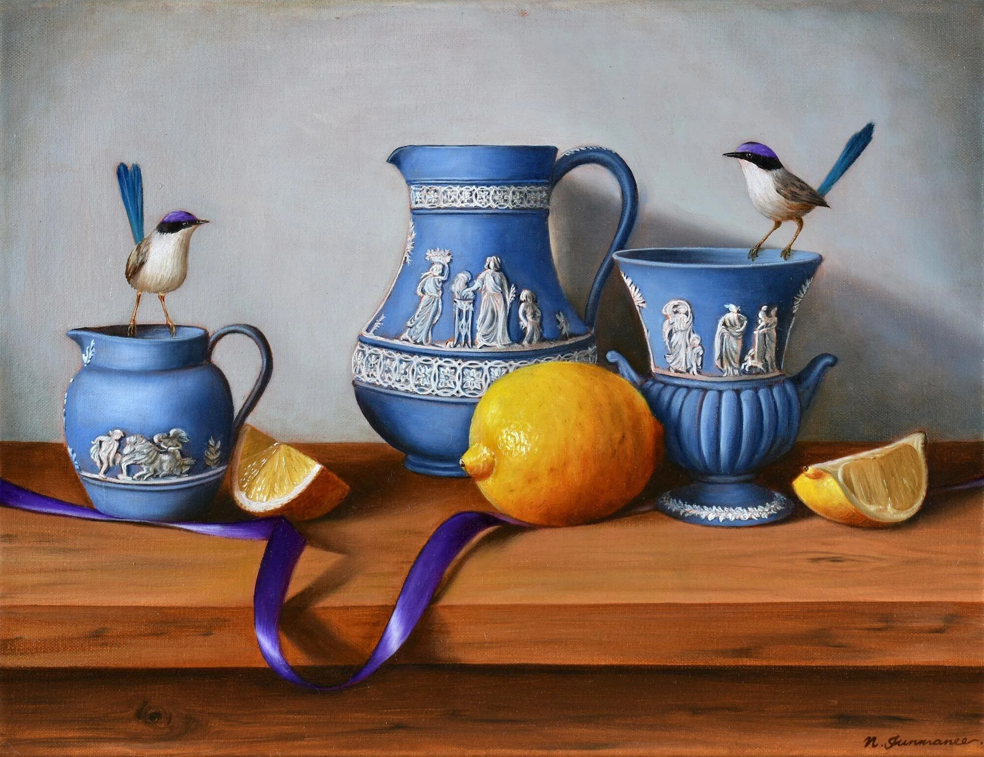 Wedgwood Collection and Lemons
oil on canvas 
30 x 40cm