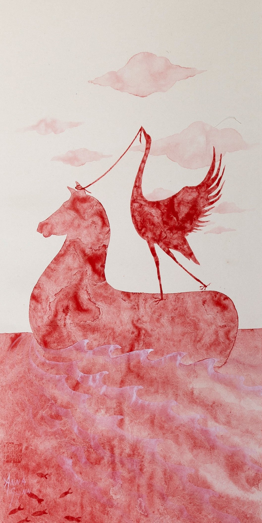 Red Sailing Horse & Bird
Ink on xuan paper
50 x 25 cm / 138 x 33 cm scroll
$1,800