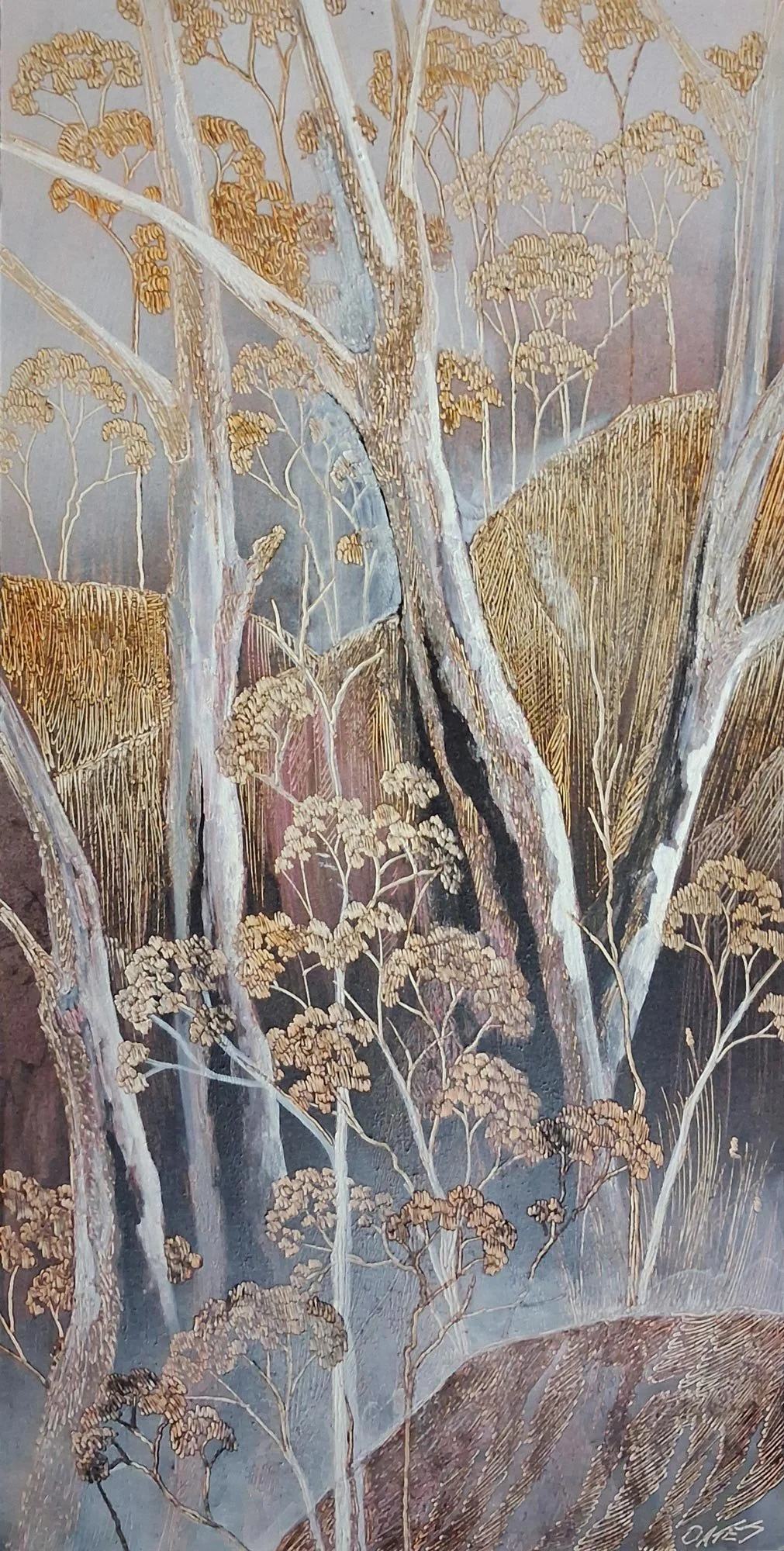 Morning Mist
ink, acrylic, soldering iron on board
46 x 24 cm