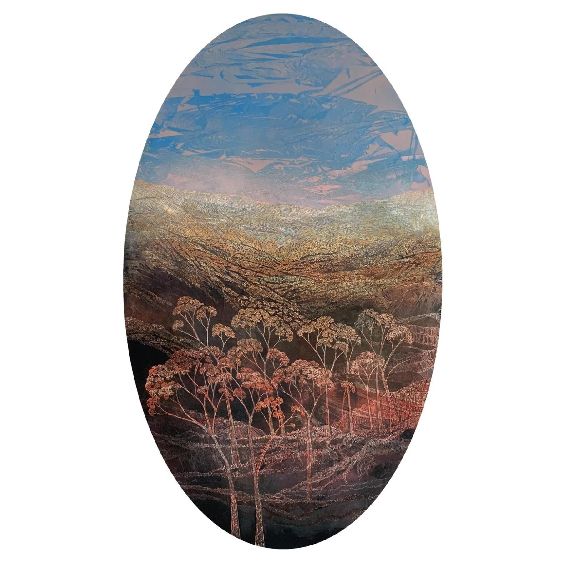 Remnants of the Heat 
acrylic, ink, and soldering iron on board 
100 x 60 cm