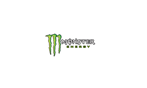 Monster Energy logo with green claw marks and stylized text on a black background.