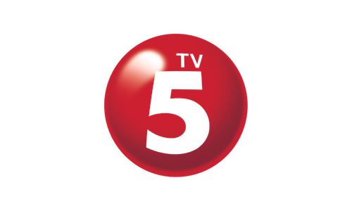 A red ball with the number 5 and TV symbol on it, labeled 'Channel 5' with arrow pointing to the right.