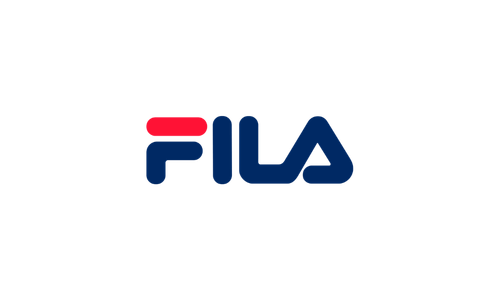 FILA brand logo with red, white, and blue colors on a black background.