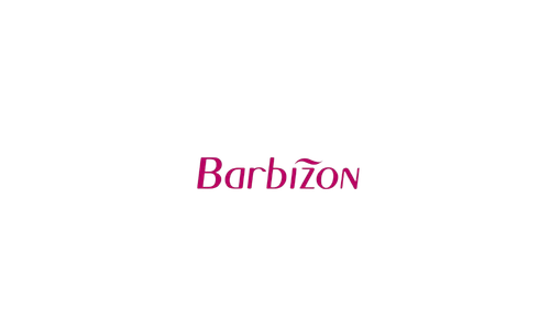 The image features the Barbizon logo in pink text with black and white graphics in the background, including a stylized flower and geometric shapes.