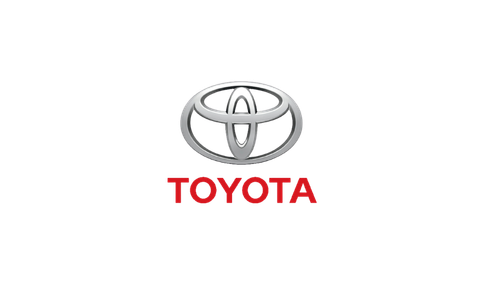 Toyota logo with the word 'TOYOTA' in red beneath it.
