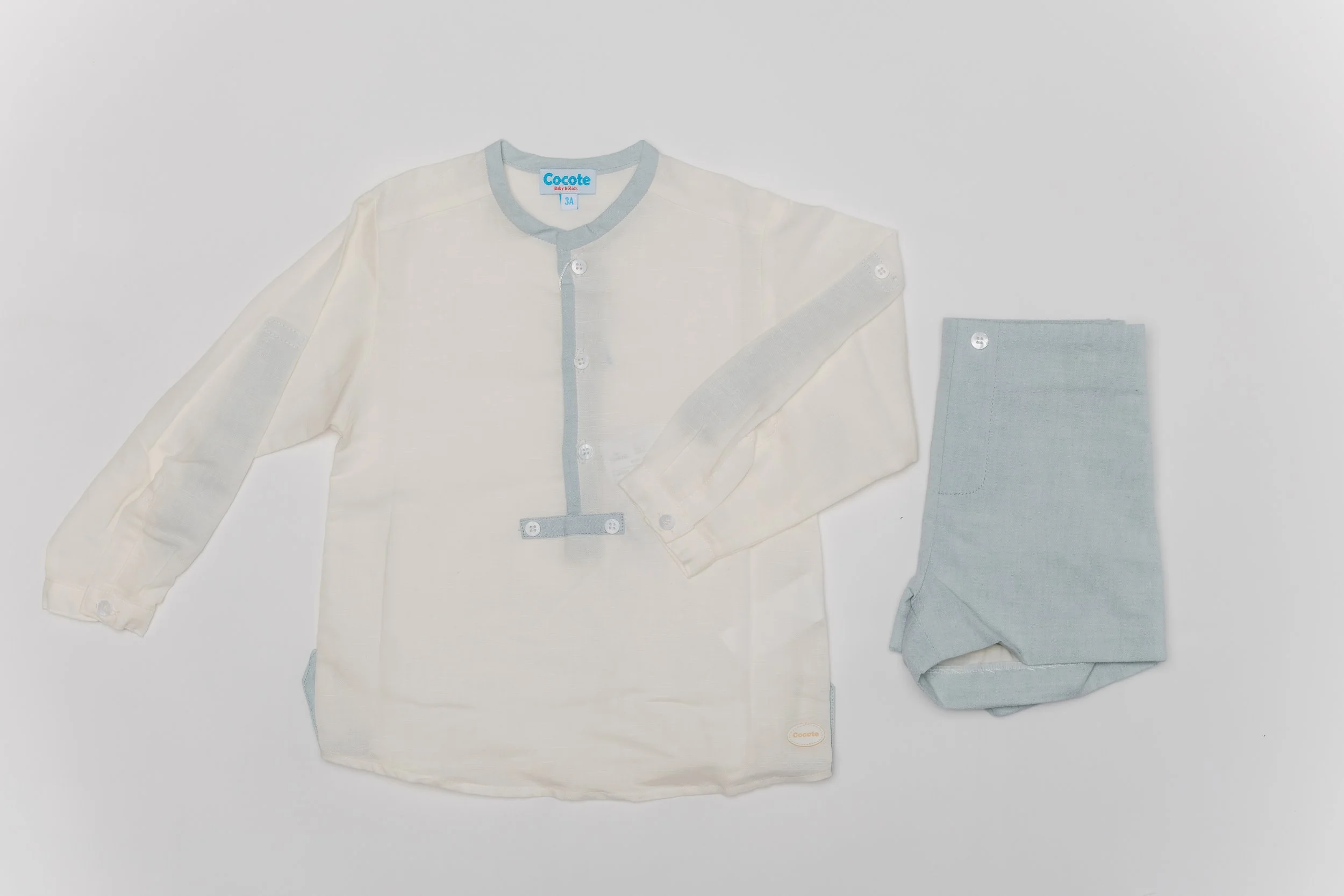 Conjunto corto verde agua lino