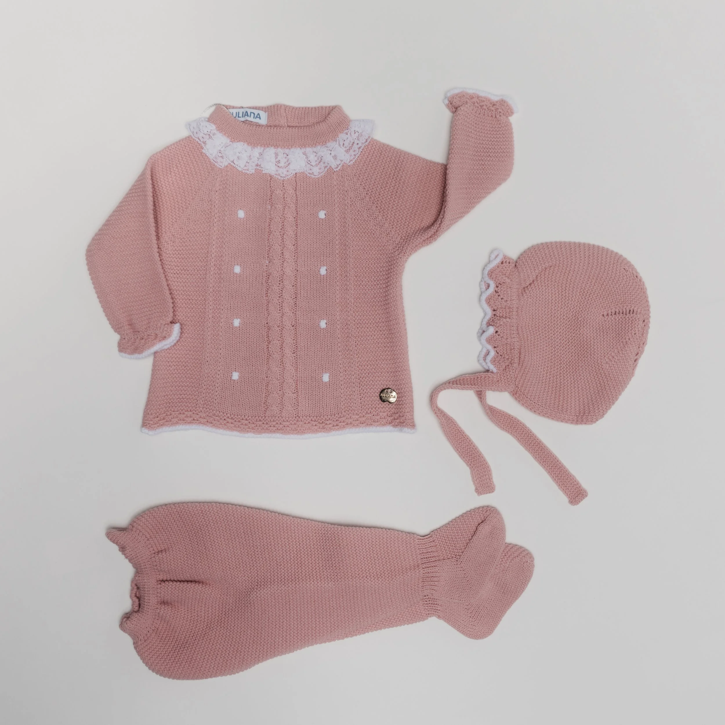 Completo largo rosa pastel encaje cuello