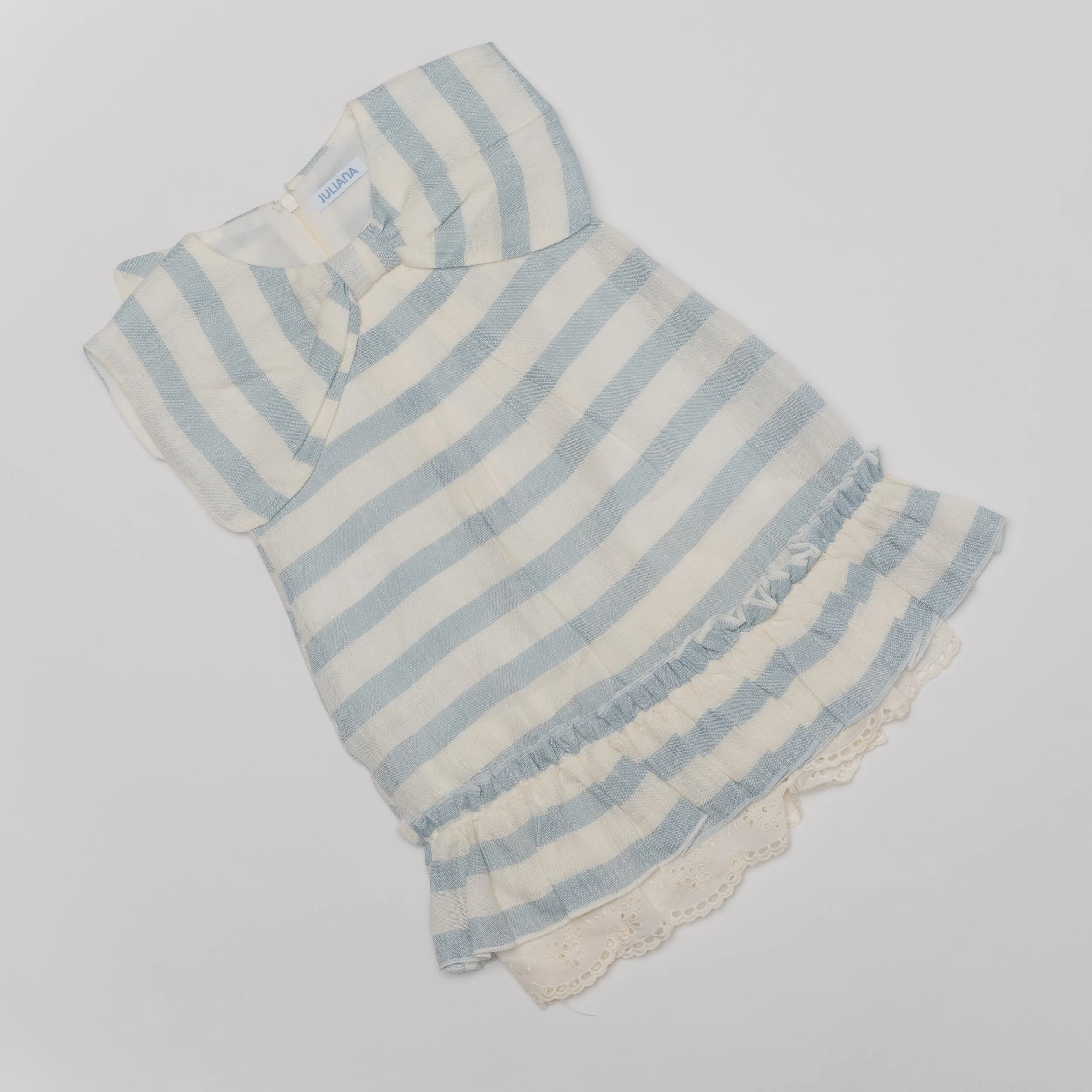 Vestido moño azul con blanco