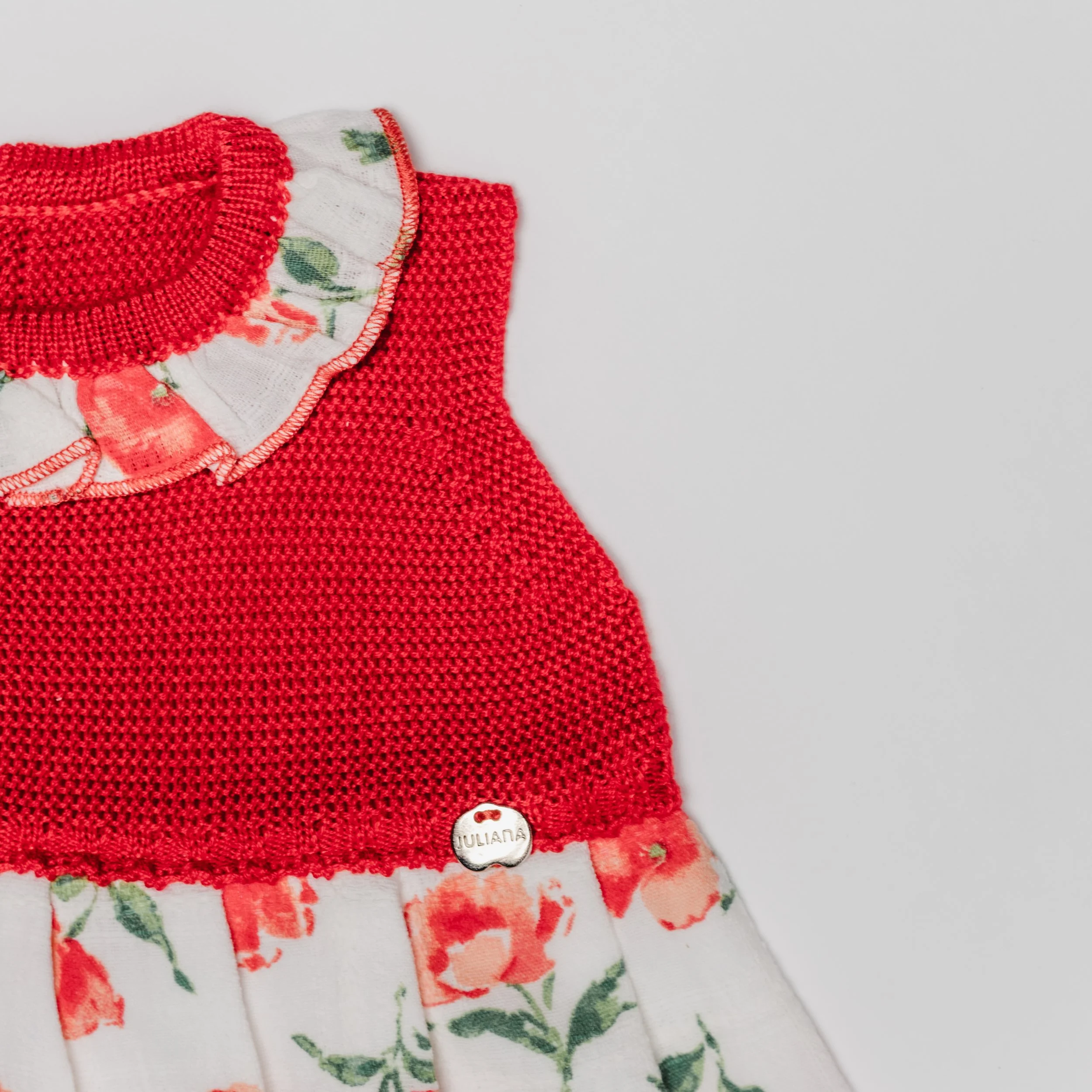 Vestido punto rojo flores