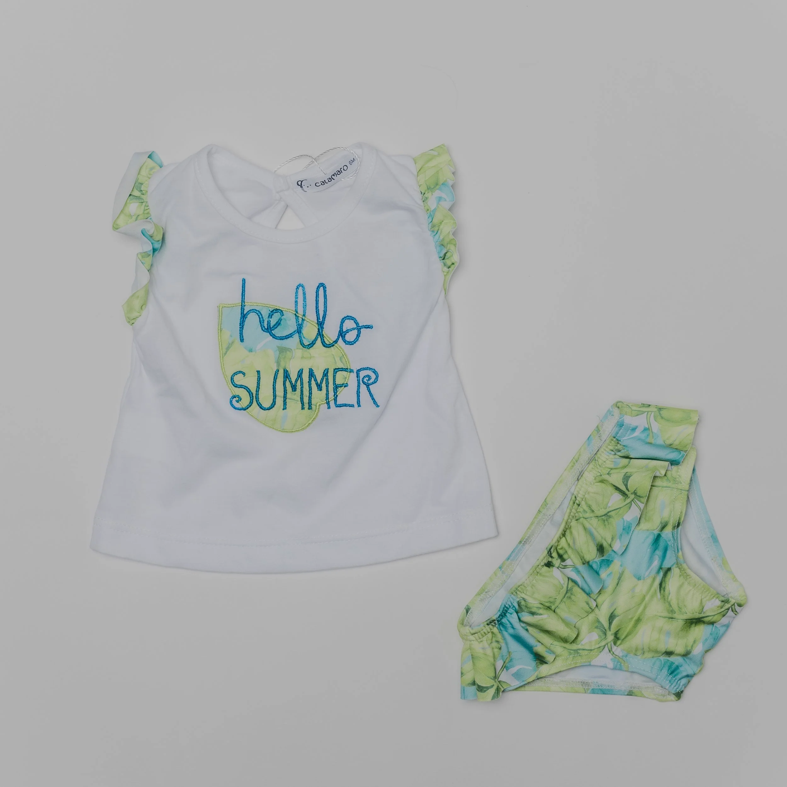 Traje de baño niña verde limón hello summer