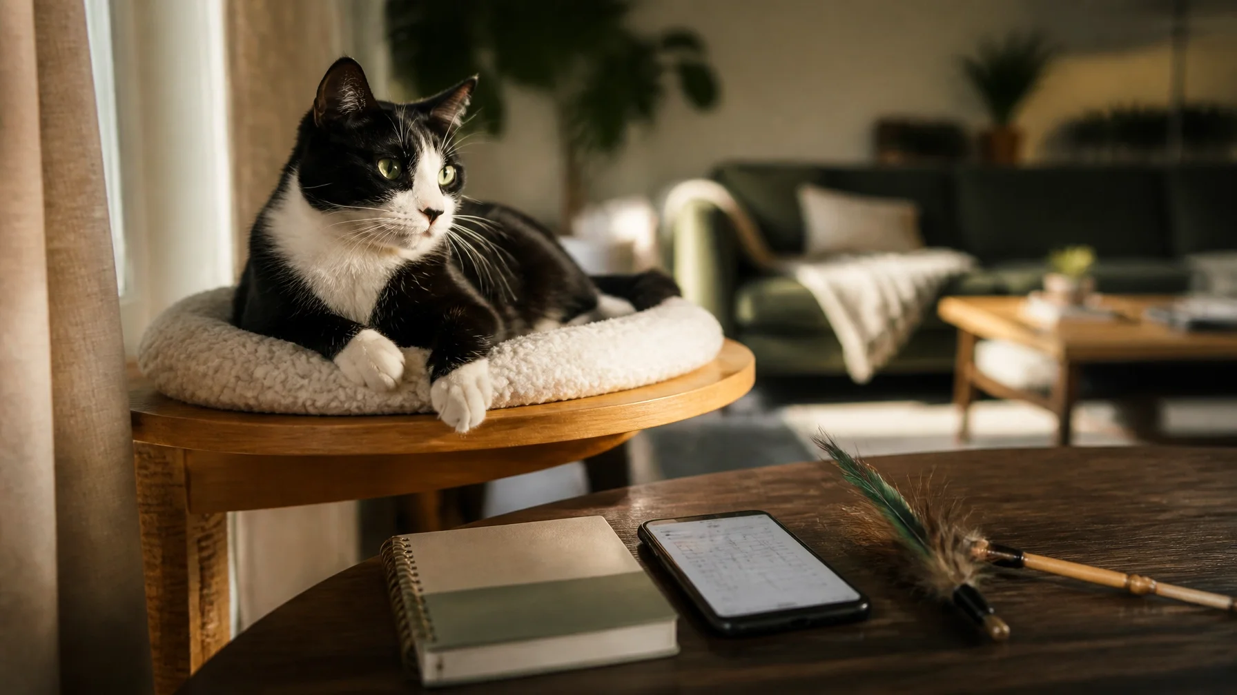 Cat sitting on cat tree