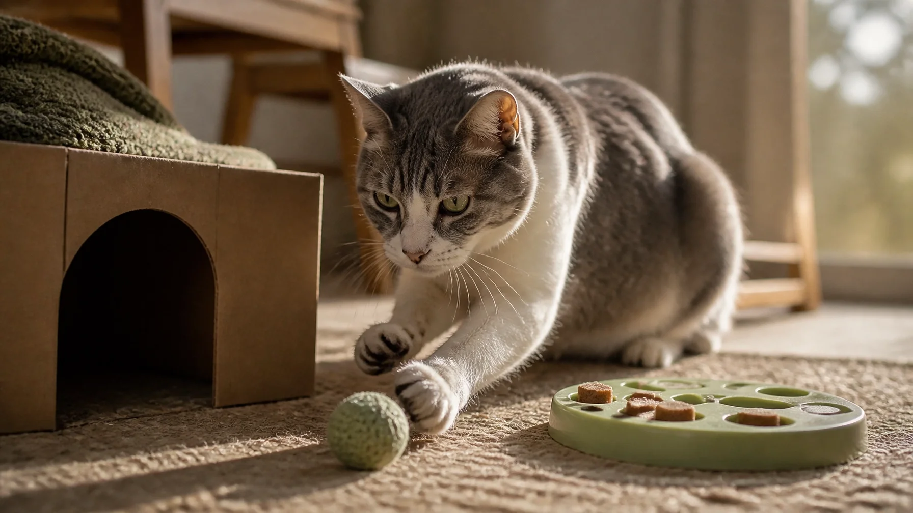 Cat playing with ball