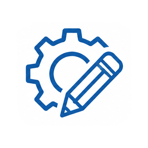 Icon of a gear with a pencil overlapping it, representing settings or system customization.