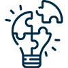A brain illustration formed from interconnected puzzle pieces.