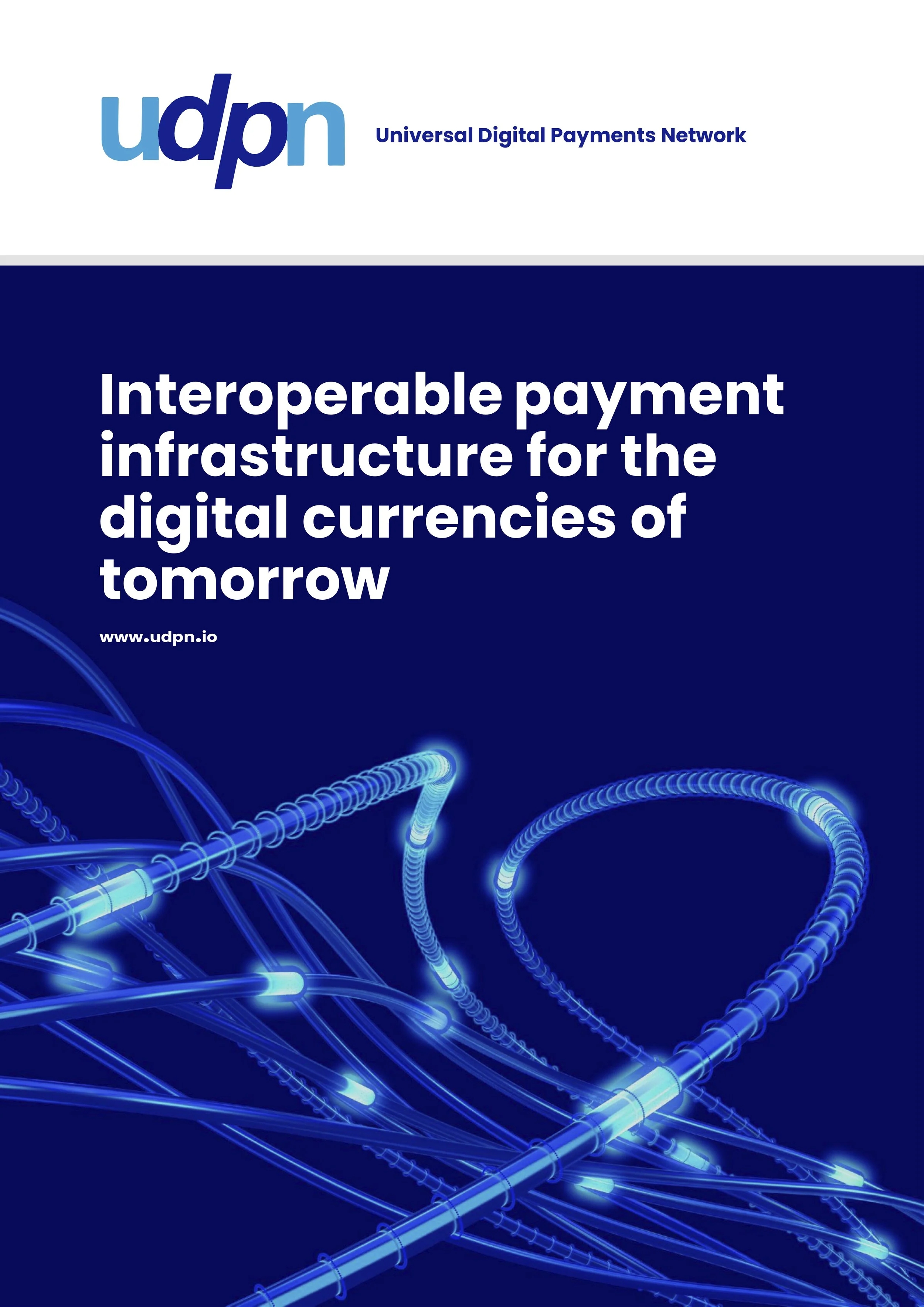 Digital illustration of glowing, interconnected blue pipes and tubes on a dark background, representing digital payment infrastructure.