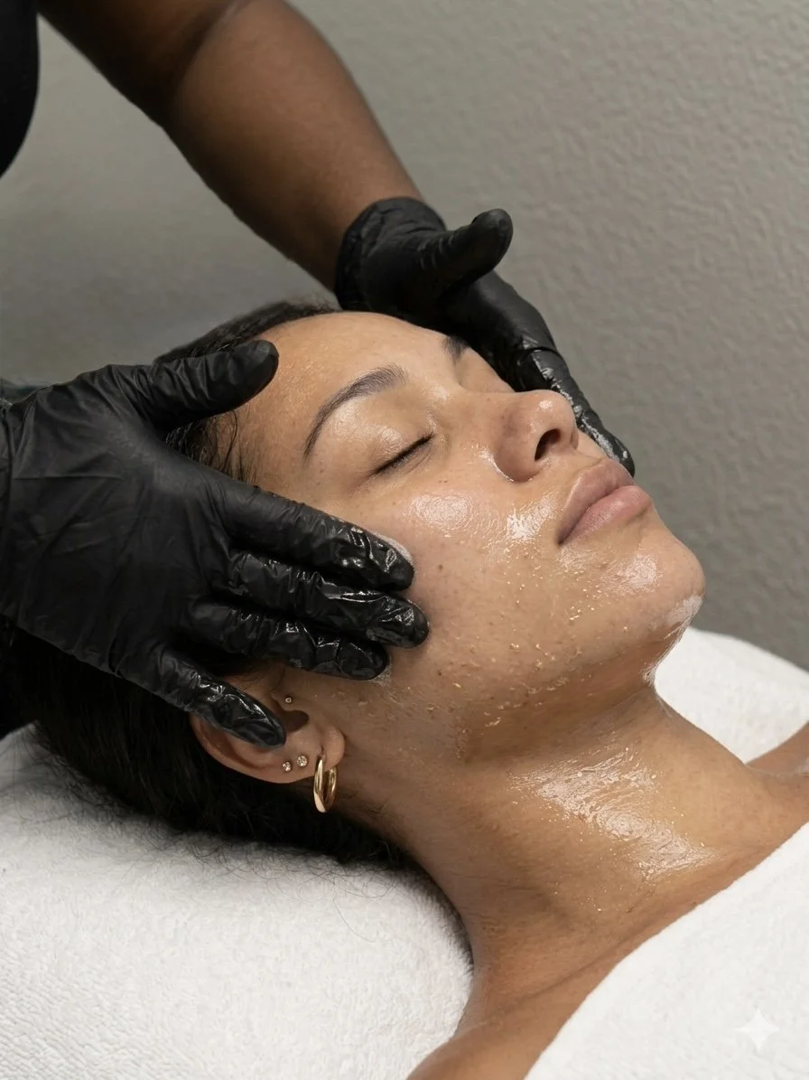 Une femme reçoit un soin du visage dans un salon de beauté.