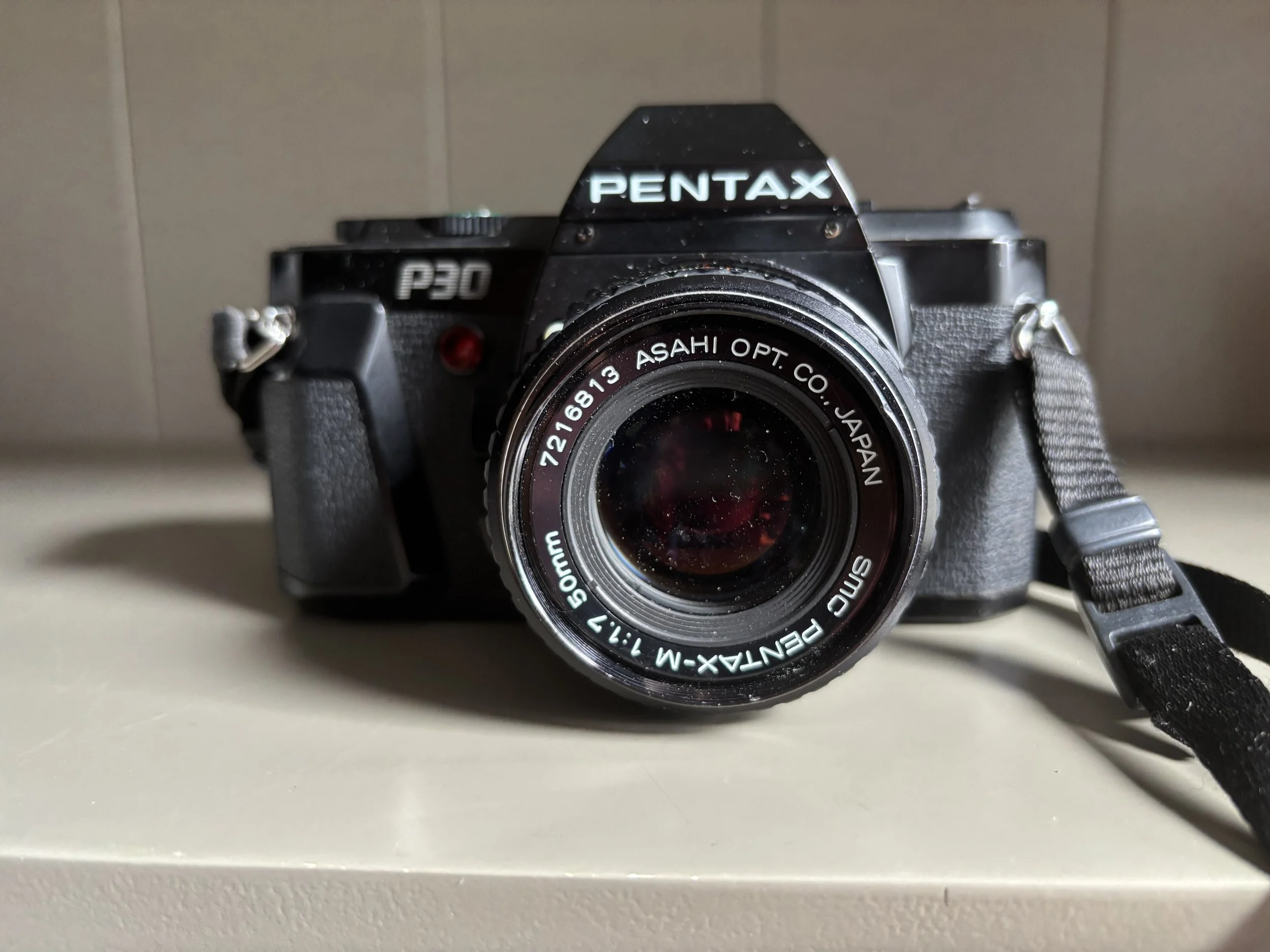Pentax P30, 50mm SMC Pentax 50mm lens flash unit