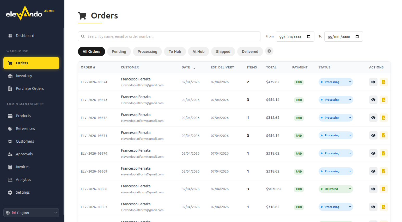 Elevando is an e-commerce platform for elevator spare parts that I built from scratch. 

I handled the full-stack development, including the technical architecture, front-end and back-end implementation, payment integration, and production deployment