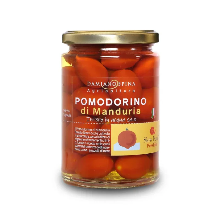 Pomodorino di Manduria Intero in Acqua e Sale Presidio Slow Food 330 g