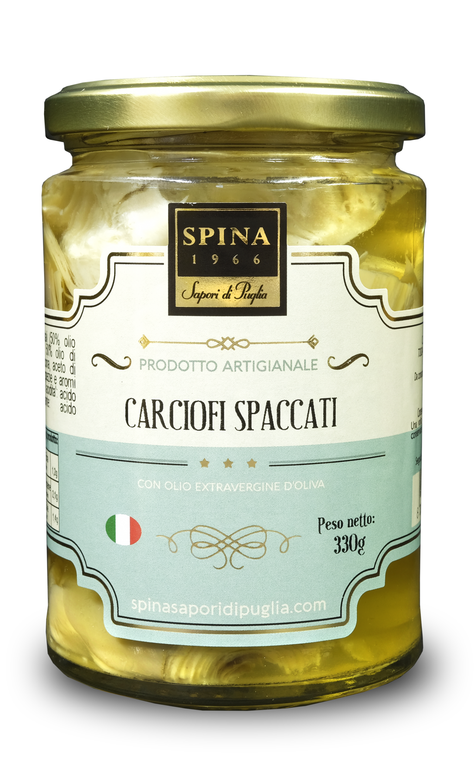 Carciofini Spaccati Gusto Delicato con peperoncino con olio evo 330 g