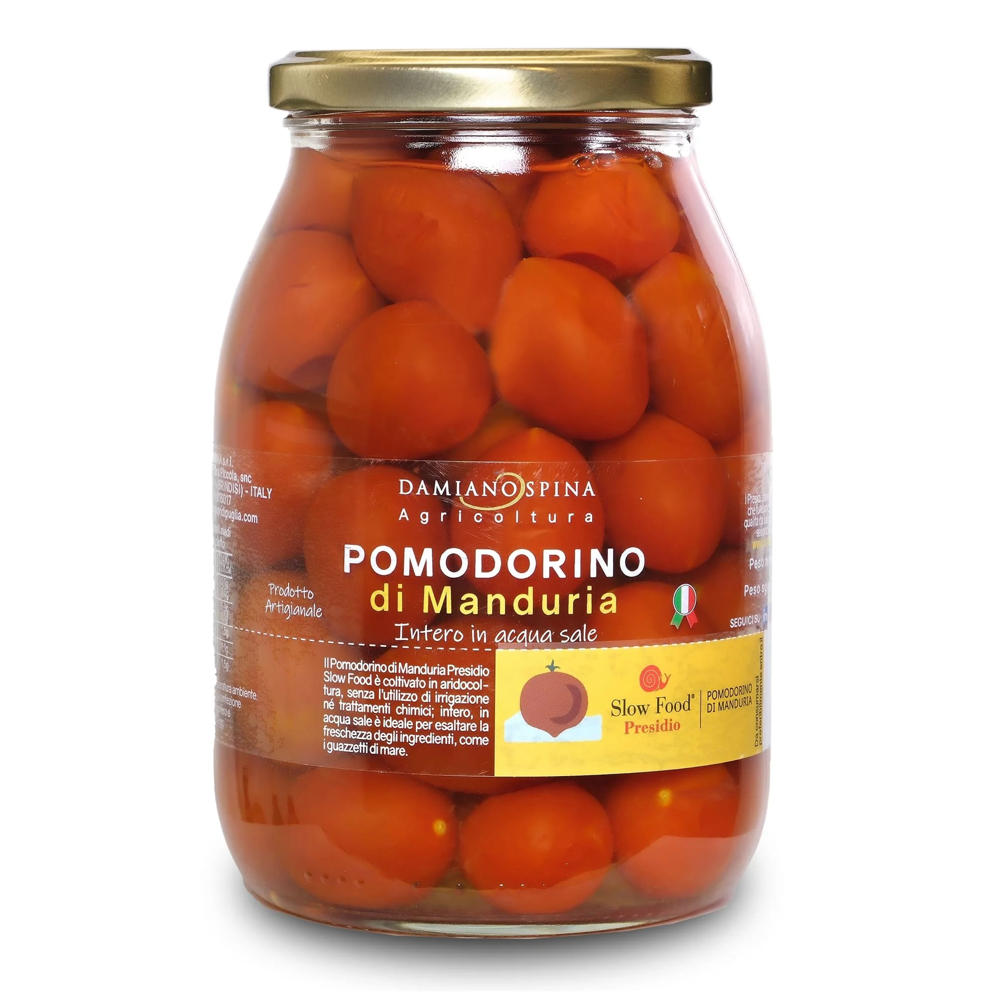 Pomodorino di Manduria in acqua e sale Presidio Slow Food p/netto 900 g p/sgocc. 650 g