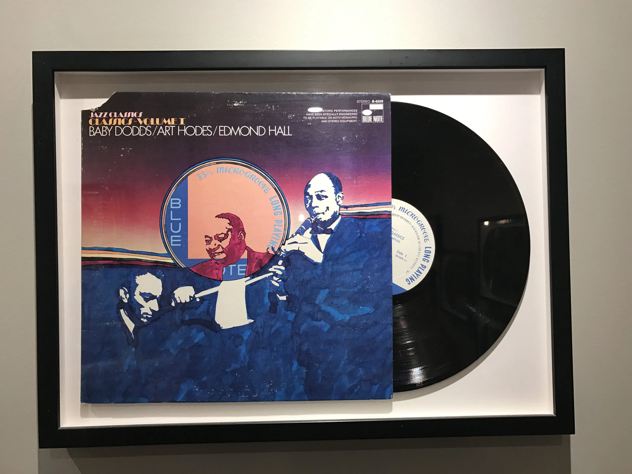 Framed Blue Note LP featuring Baby Dodds, Art Hodes and Edmond Hall