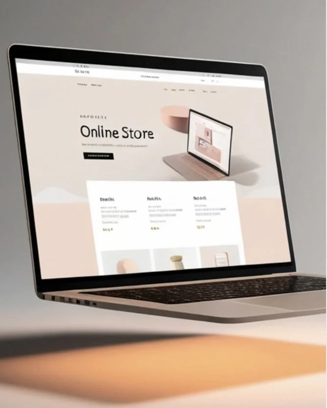 Website-Erstellung von callAlexa – Online-Shop im Pastell-Design auf einem Laptop