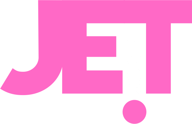Pink and black text design that reads 'J-12 Social' with a pink dot underneath.