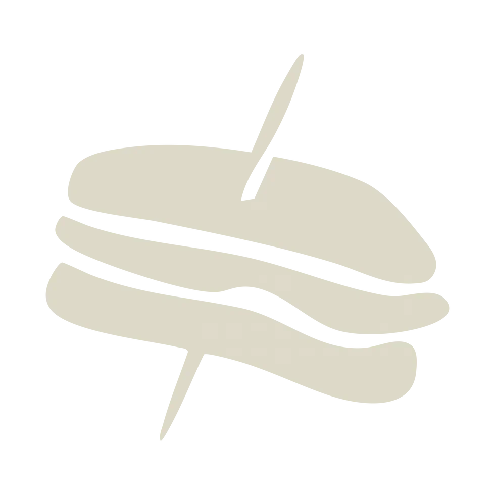 Pixelated image of a sandwich with a toothpick through it.
