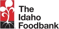 The logo of The Idaho Foodbank in red black and white