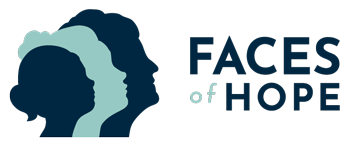 Faces of Hope logo featuring silhouettes of three faces in profile with text