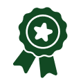 Green award ribbon with a star in the center