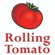 Logo with a red tomato and green leaves, reading 'Rolling Tomato'