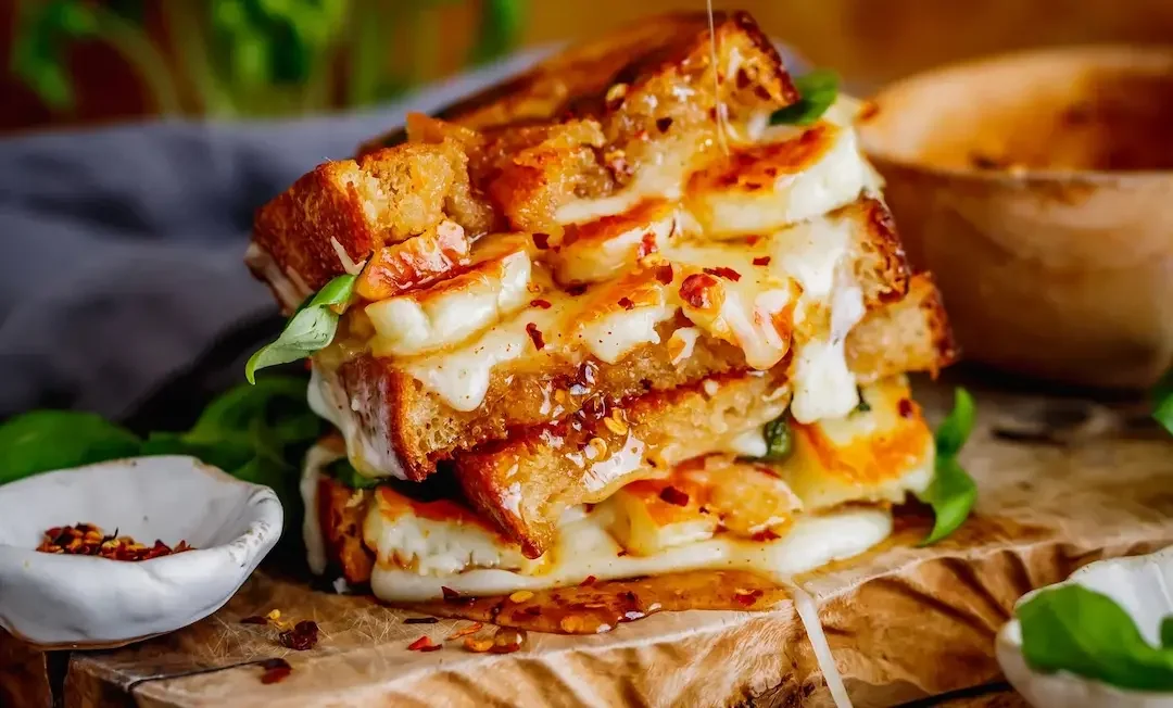 Hot Honey Halloumi Grilled Cheese