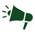 Green megaphone with sound waves