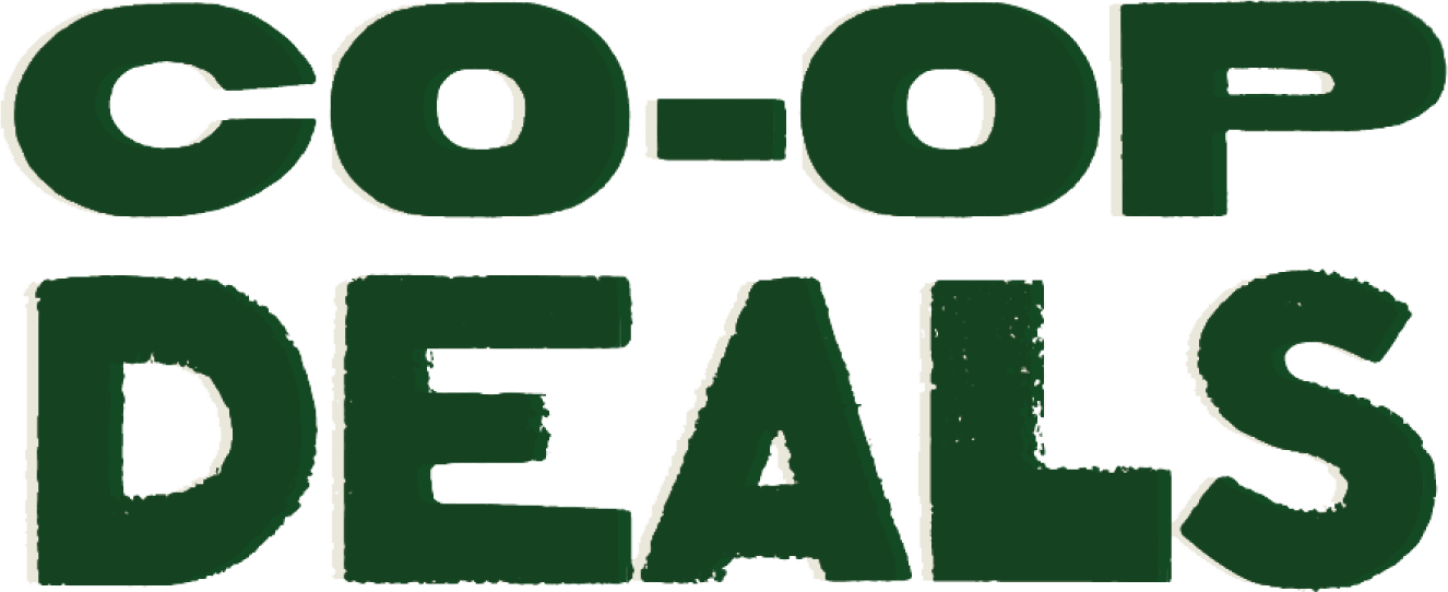Text in green that reads 'CO-OP DEALS'.