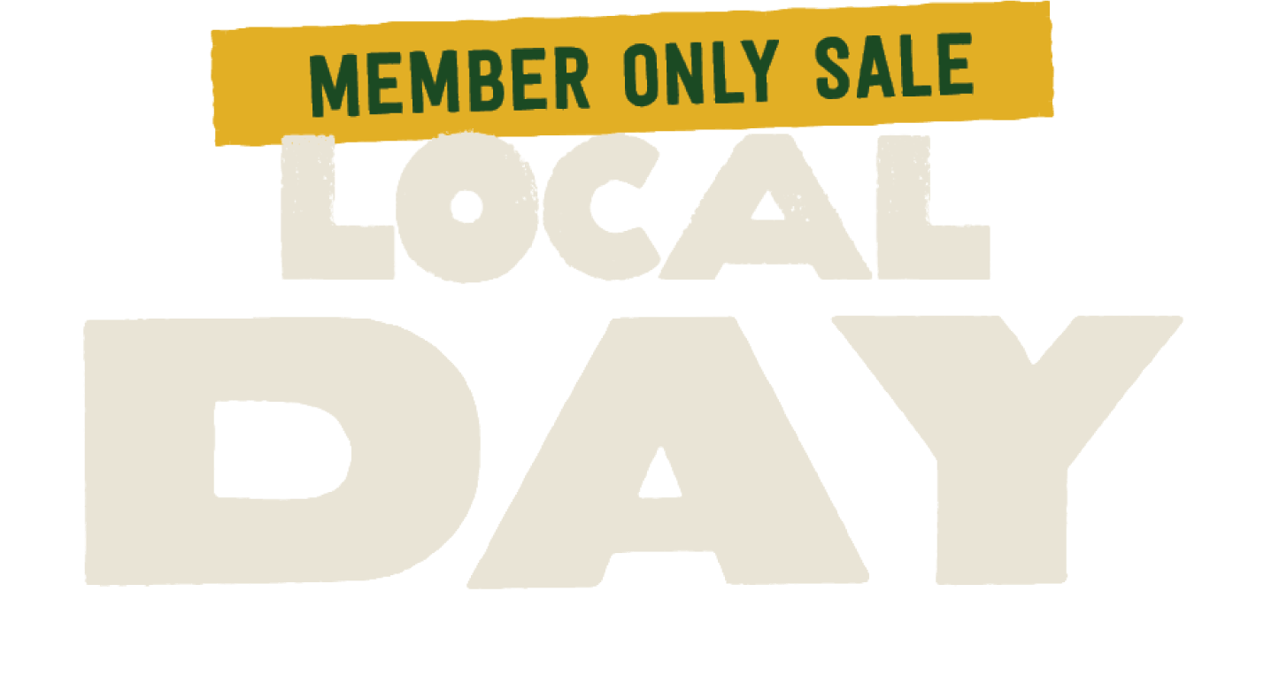 Text graphic promoting a member-only sale for local Day.