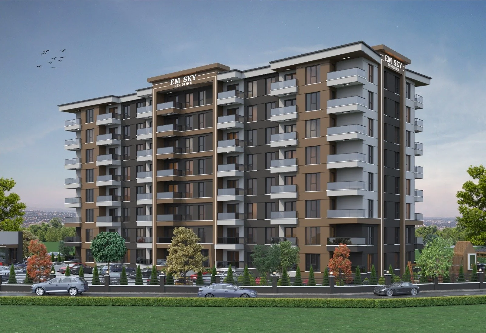 EM Sky Residence ön cephe genel dış görünümü