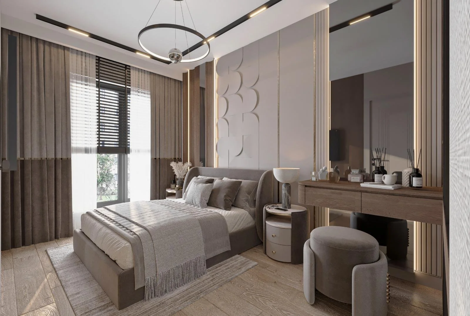 EM Sky Residence modern yatak odası iç mekan görünümü