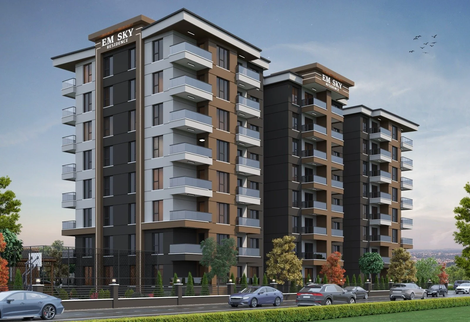 EM Sky Residence sağ cephe dış görünümü