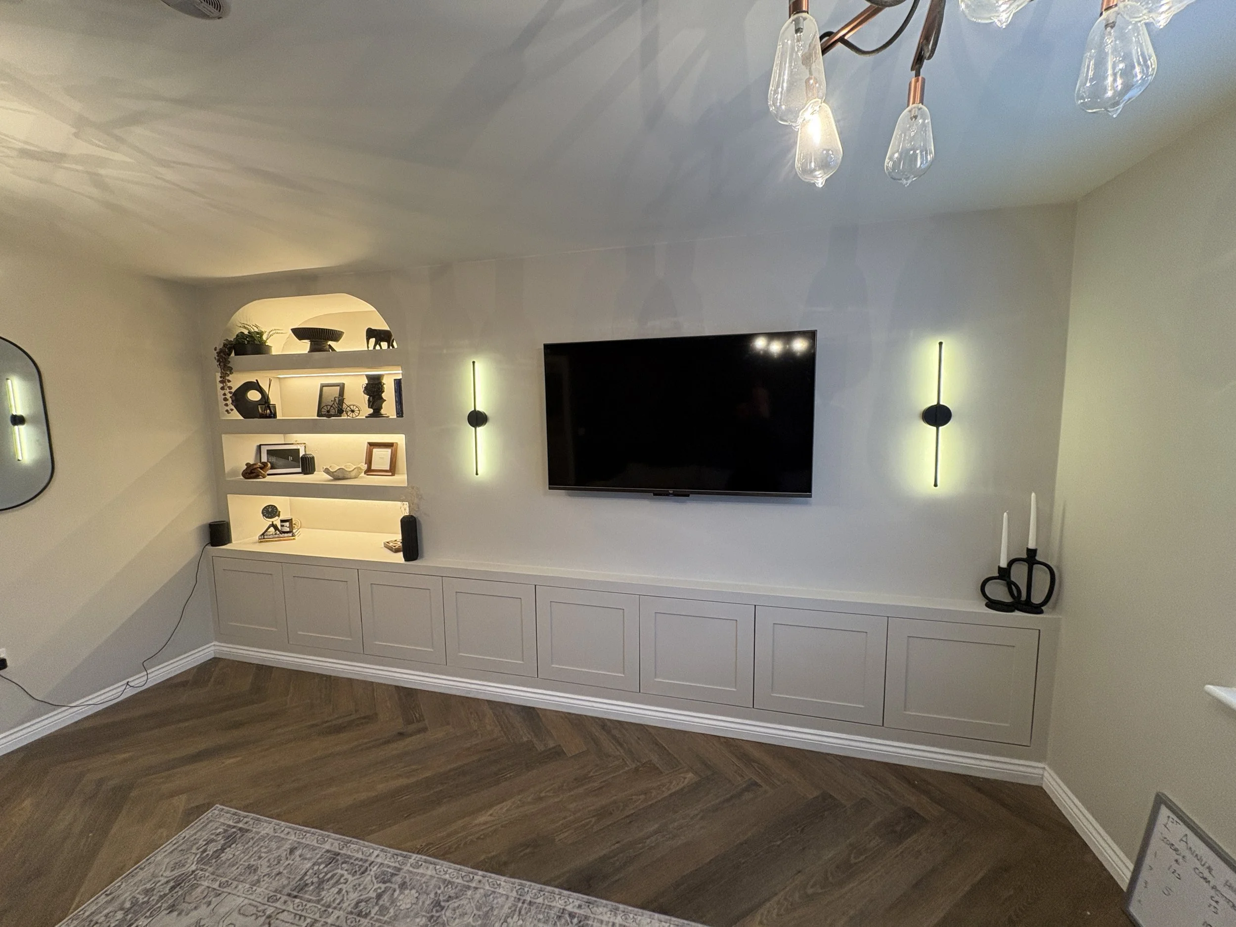 Modern Media Wall with Integrated Cabinetry