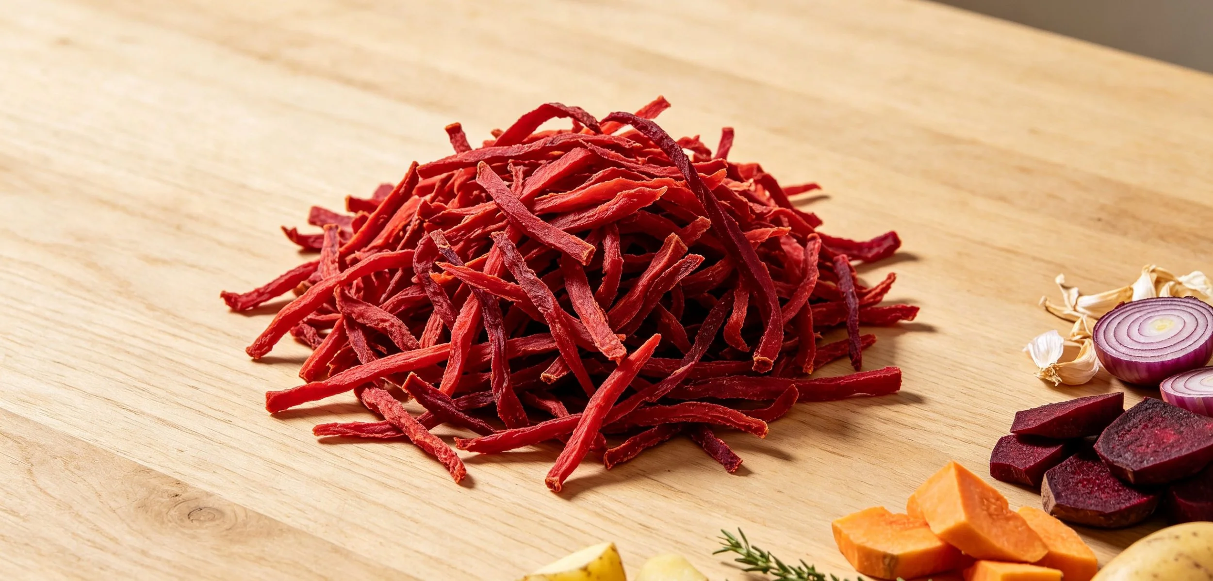 Farm signature dried red carrot strips, assorted dried vegetables and herbs from Magic Blend