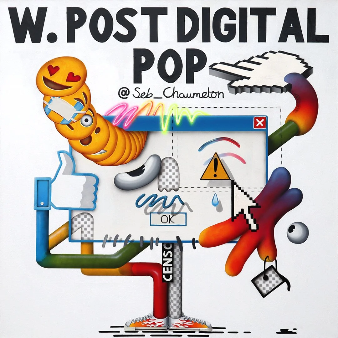 W. POST DIGITAL POP
117 x 117 x 4 cm 
Acrylic, Enamel & Oils on Canvas