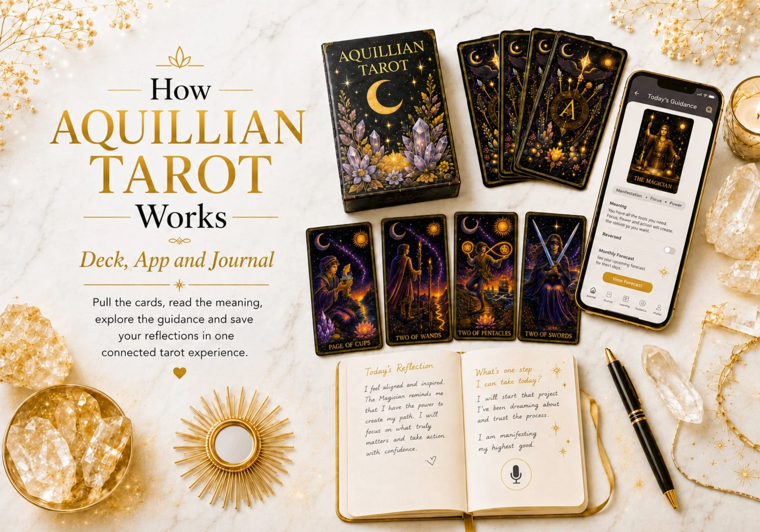 How Aquillian Tarot Works: Deck, App and Journal