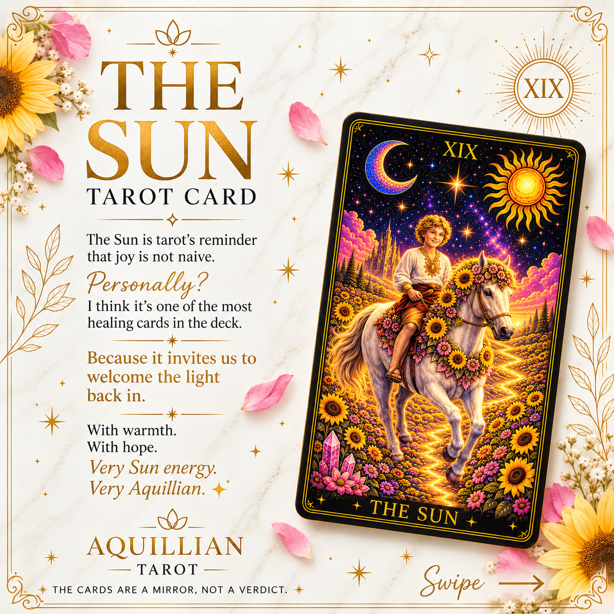 The Sun Tarot Card - Meaning & Reflection Social Post
