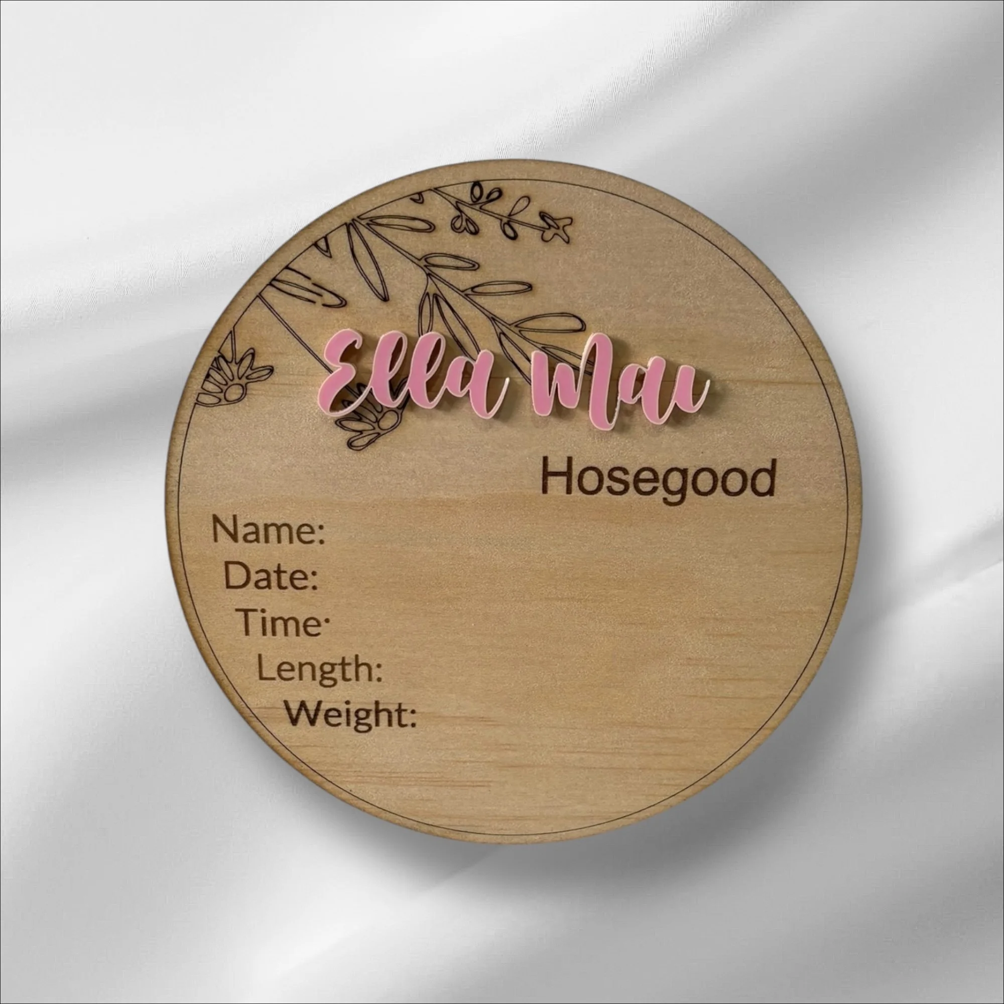 Flower Birth Details Plaque