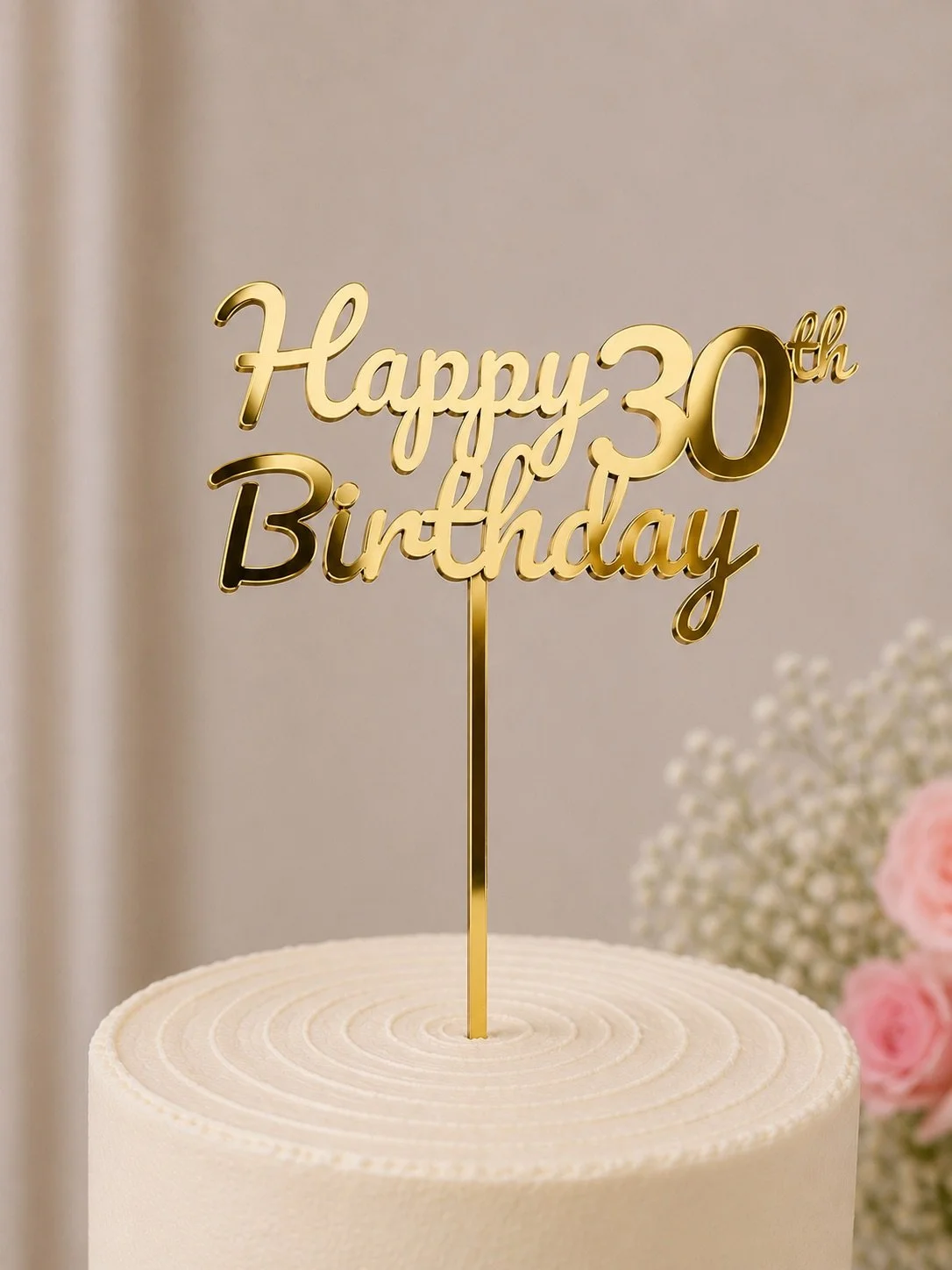 Elegant Gold Birthday Cake Topper